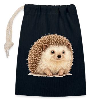 Hedgehog cuddly hero - Closable cotton gift bag (14x20cm) - navy - Front