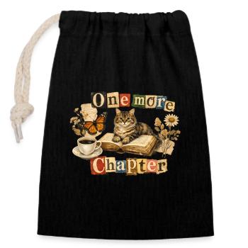 Un dernier chapitre - Chat de lecture douillet - Sac cadeau en coton avec cordon (14 x 20 cm) - noir - Devant