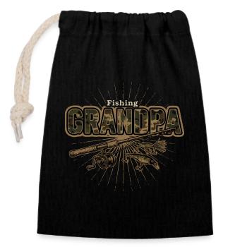 Fishing Grandpa Angeln Opa - Closable cotton gift bag (14x20cm) - black - Front