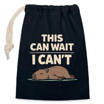 Cute Capybara Stress Reliever, No Stress, - Closable cotton gift bag (14x20cm) - navy - Front