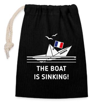 The Boat Is Sinking! (France / NEG) - Sac cadeau en coton avec cordon (14 x 20 cm) - noir - Devant