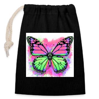 Schmetterling - Verschließbarer Geschenkbeutel aus Baumwolle (14x20cm) - Schwarz - Vorne