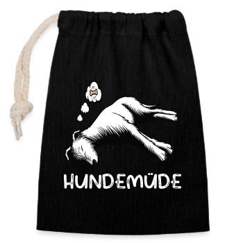 Hundemüde Irischer Wolfshund Wolfshundbesitzer - Verschließbarer Geschenkbeutel aus Baumwolle (14x20cm) - Schwarz - Vorne
