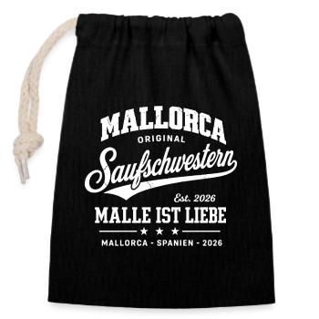Malle 2026 Saufschwestern Malle ist Liebe - Sac cadeau en coton avec cordon (14 x 20 cm) - noir - Devant