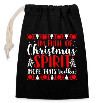 Pleine d’esprit de Noël Vodka Tee - Sac cadeau en coton avec cordon (14 x 20 cm) - noir - Devant