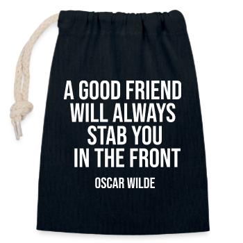Oscar Wilde Freundschaftszitat - Verschließbarer Geschenkbeutel aus Baumwolle (14x20cm) - Navy - Vorne