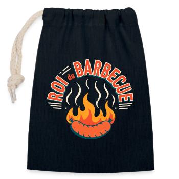 Sausage on fire barbecue - Closable cotton gift bag (14x20cm) - navy - Front