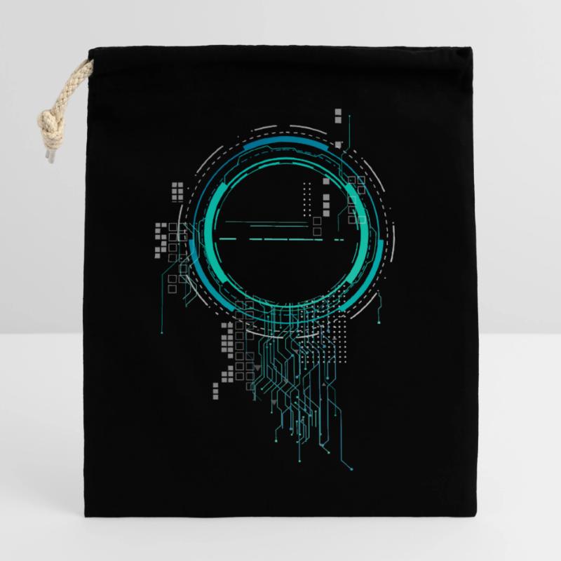 cpu pc nerd vaisseau spatial sci-fi carte mère lol cod Sac cadeau en coton avec cordon (14 x 20 cm)