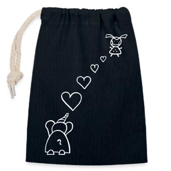 Elefant Kind mit Herz Symbol für Liebe - Verschließbarer Geschenkbeutel aus Baumwolle (14x20cm) - Navy - Vorne
