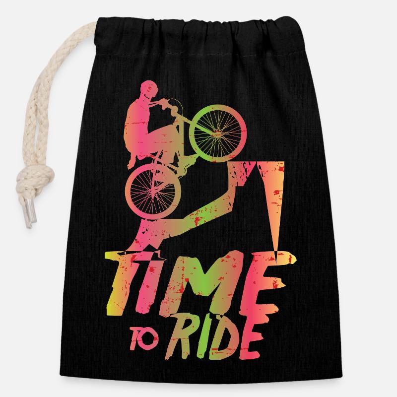 Mountain bikers - Closable cotton gift bag (14x20cm) - black