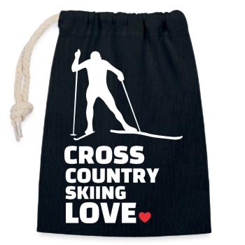 J’adore le ski de fond élégant - Sac cadeau en coton avec cordon (14 x 20 cm) - bleu marine - Devant