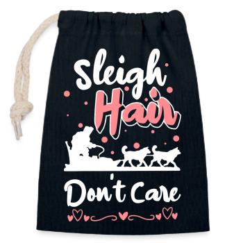 Tobogganing Christmas Winter Sports Wooden Sledge - Closable cotton gift bag (14x20cm) - navy - Front