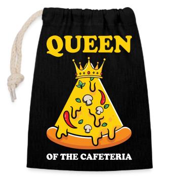 Pizza Queen of the Cafeteria – Funny Design - Verschließbarer Geschenkbeutel aus Baumwolle (14x20cm) - Schwarz - Vorne