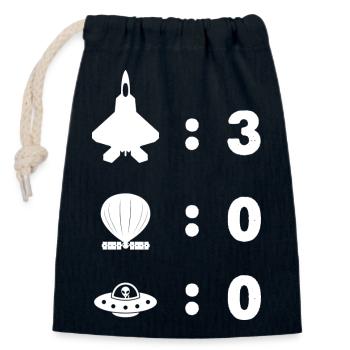 Avion de chasse à réaction de notation, ballon espion, - Sac cadeau en coton avec cordon (14 x 20 cm) - bleu marine - Devant