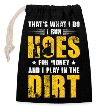 Construction machinery operator Excavator driver Excavator driver Construction workers - Closable cotton gift bag (14x20cm) - black - Front