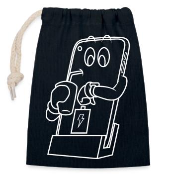 Smartphone comic loading - Closable cotton gift bag (14x20cm) - navy - Front