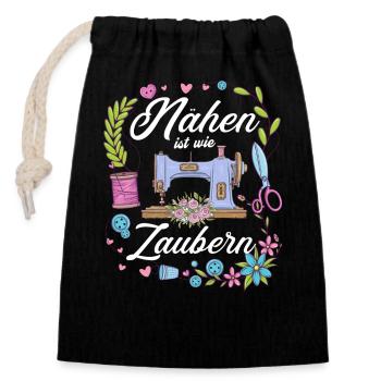 Nähen Ist Wie Zaubern Nähmaschine Näher Schneider - Verschließbarer Geschenkbeutel aus Baumwolle (14x20cm) - Schwarz - Vorne