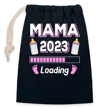 Maman 2023 Chargement Mère Mères Maman Fête des mères - Sac cadeau en coton avec cordon (14 x 20 cm) - bleu marine - Devant