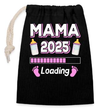 Mom 2025 Loading Mother Mothers Mom Mother's Day - Closable cotton gift bag (14x20cm) - black - Front