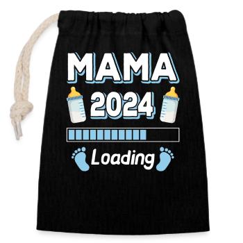 Mom Loading 2024 Mother Mothers Mom Mother's Day - Closable cotton gift bag (14x20cm) - black - Front