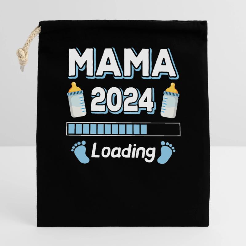 Mama Loading 2024 Mutter Mütter Mom Muttertag Verschließbarer Geschenkbeutel aus Baumwolle (14x20cm)