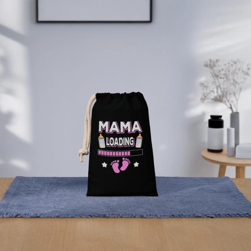 Mama Loading Mutter Mütter Mom Mommy Muttertag Verschließbarer Geschenkbeutel aus Baumwolle (14x20cm)