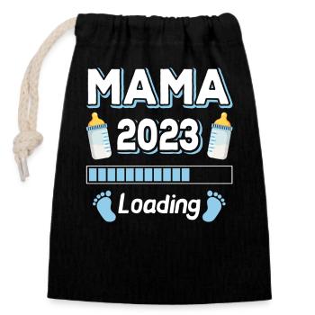 Mom 2023 Loading Mother Mothers Mom Mother's Day - Closable cotton gift bag (14x20cm) - black - Front
