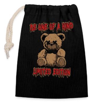 Be One Of A Kind One Of A Kind Teddy Bear Life - Closable cotton gift bag (14x20cm) - black - Front