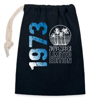 Novembre 1973 édition limitée millésime année de naissance - Sac cadeau en coton avec cordon (14 x 20 cm) - bleu marine - Devant
