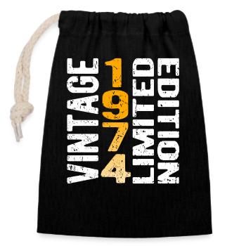 Vintage 1974 limited edition vintage year of birth - Closable cotton gift bag (14x20cm) - black - Front
