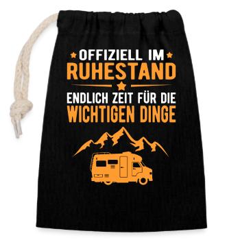 Wohnwagen Wohnmobil Campen Rentner Rente Ruhestand - Verschließbarer Geschenkbeutel aus Baumwolle (14x20cm) - Schwarz - Vorne