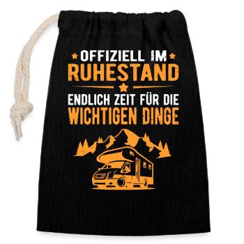 Wohnwagen Wohnmobil Campen Rentner Rente Ruhestand - Verschließbarer Geschenkbeutel aus Baumwolle (14x20cm) - Schwarz - Vorne
