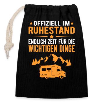 Wohnwagen Wohnmobil Campen Rentner Rente Ruhestand - Verschließbarer Geschenkbeutel aus Baumwolle (14x20cm) - Schwarz - Vorne