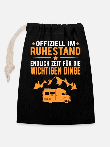 Wohnwagen Wohnmobil Campen Rentner Rente Ruhestand - Verschließbarer Geschenkbeutel aus Baumwolle (14x20cm) - Schwarz