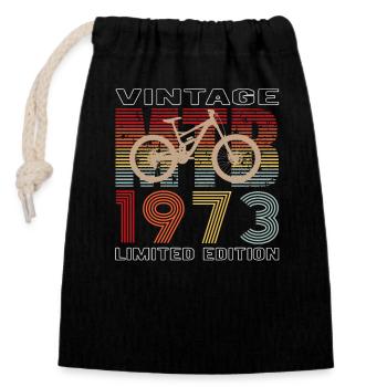 50 Anniversaire 1973 Vintage Retro Cycliste Cycliste - Sac cadeau en coton avec cordon (14 x 20 cm) - noir - Devant