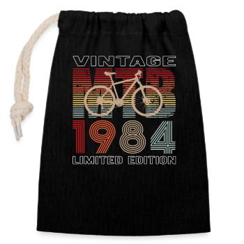 40 Geburtstag 1984 Vintage Retro Fahrrad Radfahrer - Verschließbarer Geschenkbeutel aus Baumwolle (14x20cm) - Schwarz - Vorne