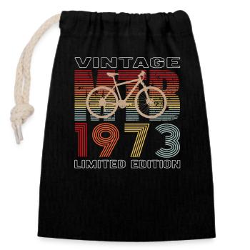 50 Anniversaire 1973 Vintage Retro Cycliste Cycliste - Sac cadeau en coton avec cordon (14 x 20 cm) - noir - Devant