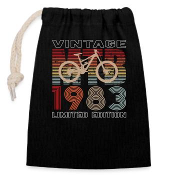 40 Geburtstag 1983 Vintage Retro Fahrrad Radfahrer - Verschließbarer Geschenkbeutel aus Baumwolle (14x20cm) - Schwarz - Vorne
