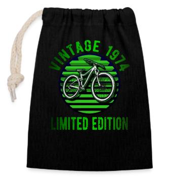 50 Geburtstag 1974 Vintage Retro Fahrrad Radfahrer - Verschließbarer Geschenkbeutel aus Baumwolle (14x20cm) - Schwarz - Vorne