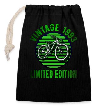 Vintage 1993 30 Birthday Retro Bicycle Cyclist - Closable cotton gift bag (14x20cm) - black - Front