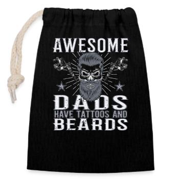Les papas géniaux ont des tatouages barbe père tatouage barbe - Sac cadeau en coton avec cordon (14 x 20 cm) - noir - Devant