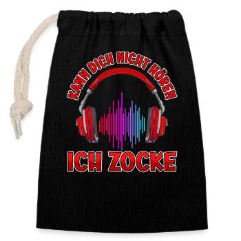 Kann Dich Nicht Hören Zocken Zocker Gamer - Verschließbarer Geschenkbeutel aus Baumwolle (14x20cm) - Schwarz - Vorne