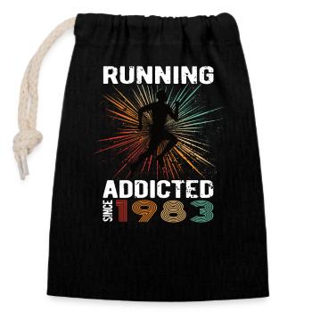 Running Vintage Running Addicted runner jogger 1983 - Sac cadeau en coton avec cordon (14 x 20 cm) - noir - Devant