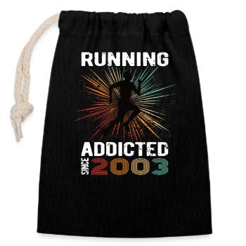 Running Vintage Running Addicted runner jogger 2003 - Sac cadeau en coton avec cordon (14 x 20 cm) - noir - Devant
