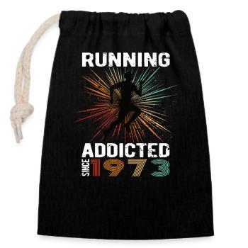 Running Vintage Running Addicted runner jogger 1973 - Sac cadeau en coton avec cordon (14 x 20 cm) - noir - Devant