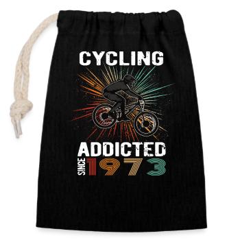 50 Anniversaire 1973 Vintage Retro Cycliste Cycliste - Sac cadeau en coton avec cordon (14 x 20 cm) - noir - Devant