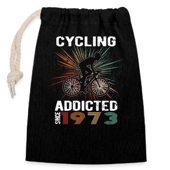 50 Anniversaire 1973 Vintage Retro Cycliste Cycliste - Sac cadeau en coton avec cordon (14 x 20 cm) - noir - Devant