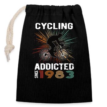 40 Birthday 1983 Vintage Retro Bicycle Cyclist - Closable cotton gift bag (14x20cm) - black - Front