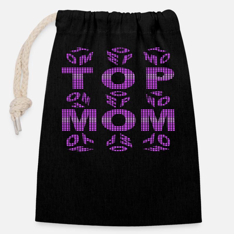 top-mom-purple - Verschließbarer Geschenkbeutel aus Baumwolle (14x20cm) - Schwarz