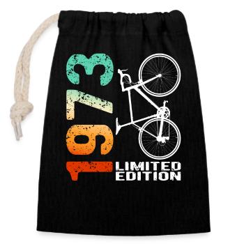 50 Anniversaire 1973 Vintage Retro Cycliste Cycliste - Sac cadeau en coton avec cordon (14 x 20 cm) - noir - Devant